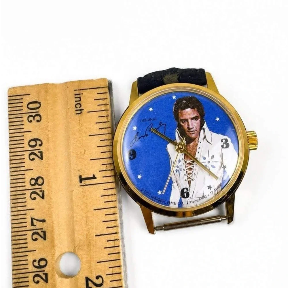 Vtg 1977 Elvis Presley Watch Head Unique Time Co 17 Jewel Mechanical 34mm WORKS